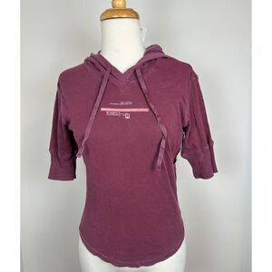 VTG NWT Y2K LEI Baby Tee 3/4 Long Sleeves Fitted Hoodie Hooded Shirt M